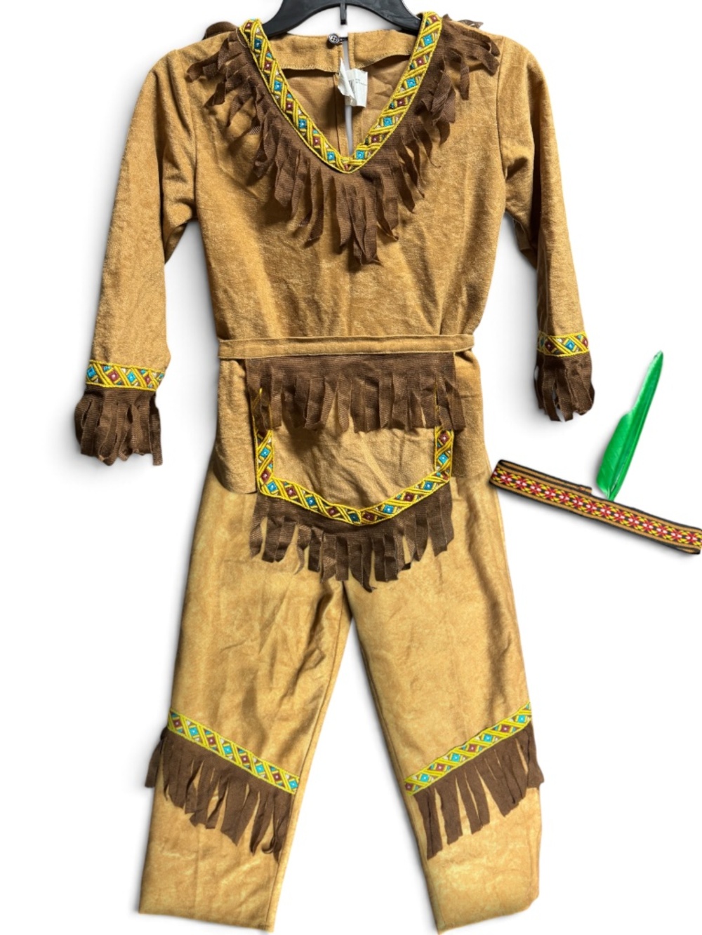 Rubie's Native American Boy Costume Medium 8-10 Tunic Pants Belt Headpiece